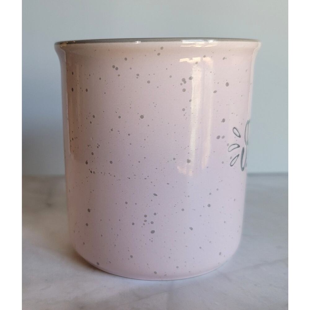 Cottagecore Pink and Grey Speckled BE KIND Ceramic Coffee or Tea Mug 14 oz - Picture 3 of 10